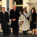King Harald and Queen Sonja in the Old Town of Bratislava with Mayor Andrej &#270;urkovský and his wife Frantiska  (Photo: Radovan Stoklasa / Reuters /Scanpix)